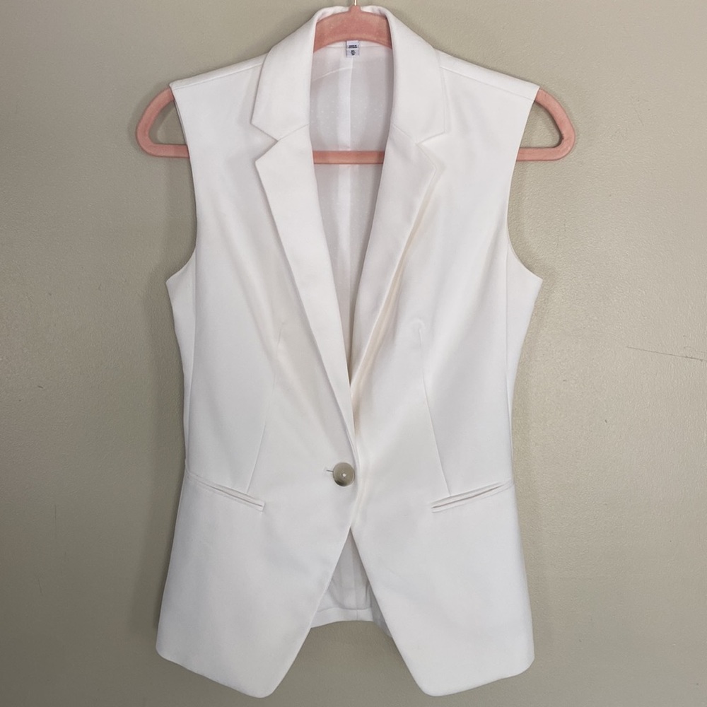 Sleeveless White Blazer Vest - Women's Tailored Jacket